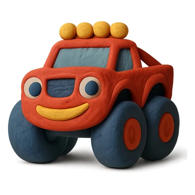 Blaze from Blaze and the Monster Machines as a claymation emoji, soft pastel colors, textured look sticker
