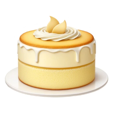 Cinematic Realistic Simple Vanilla Cake, a perfectly baked golden sponge with soft, airy layers, delicate vanilla frosting smoothly spread across the top, tiny flecks of vanilla bean visible, warm golden lighting creating depth, glowing with a sweet, irresistible charm. sticker