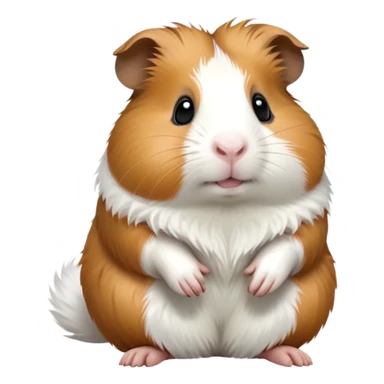 cinematic-[guinea pig]-realistic-full-body-sitting-emoji,-tiny-paws-tucked-close,-head-tilted-dramatically,-fluffy-[solid white]-fur,-simplified-yet-realistic-focused-features,-highly-detailed,-glowing-with-an-almost-sarcastic-glow sticker