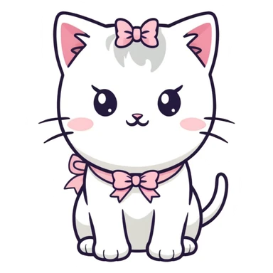 white female kitten with small baby pink bow sticker