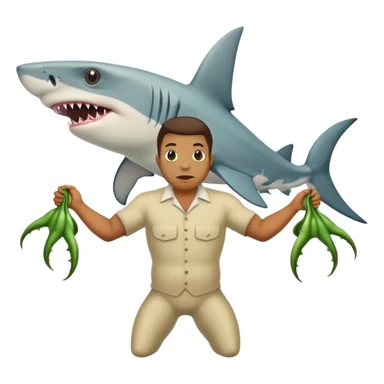 shark with man head and frog legs  sticker