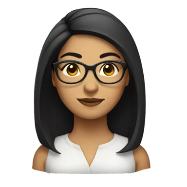 Hispanic woman with short straight black hair and glasses and round face sticker