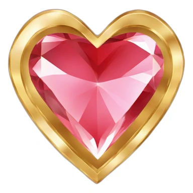 Red heart diamond with gold border sticker