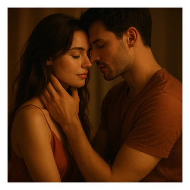 romantic and sensual scene with soft lighting, emphasizing the emotional bond sticker