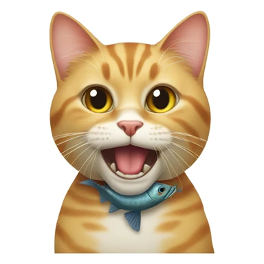 cat with fish in mouth sticker