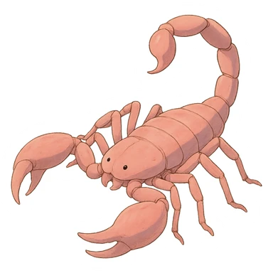 pink scorpion in ghibli style sticker