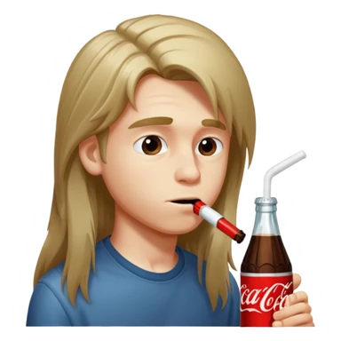 boy with long hair sneefing coke sticker