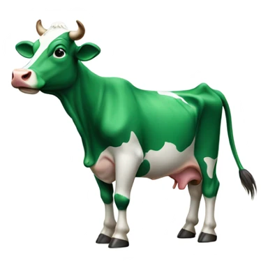 Green whatsapp themed cow shown sideways with the image being really stretched and the cow looking up sticker