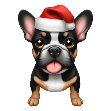Black and tan frenchie wearing Santa hat sticker