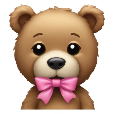 Teddy bear with pink bow paws on mouth  sticker