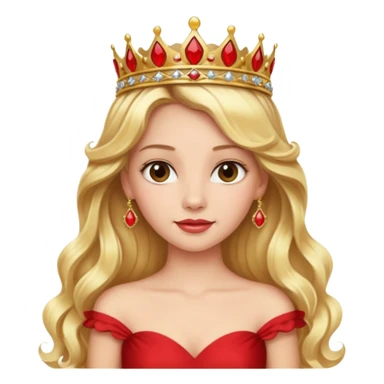 Princess in red Dress with gold Tiara, long wavy Blonde Hair sticker