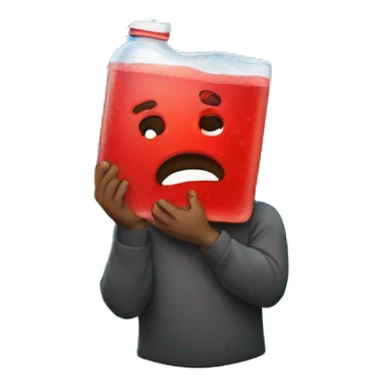 Depressed man holding koolaid sticker