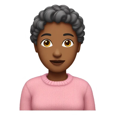 A woman wearing a cute pink sweater. sticker