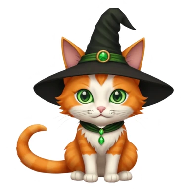 orange witch cat with green eyes sticker