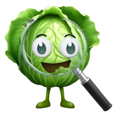smiling cabbage hold magnifying glass sticker