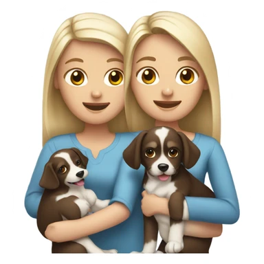 TWO brunette girls and a blonde with dogs in thei hsnds sticker