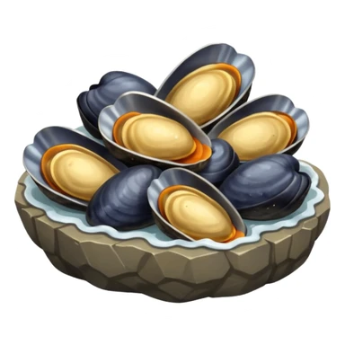 Un rocher avec des moules accrochées  sticker