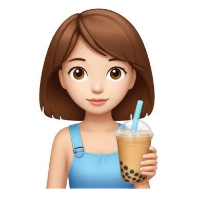 brown hair girl carrying bubble tea in summer sticker