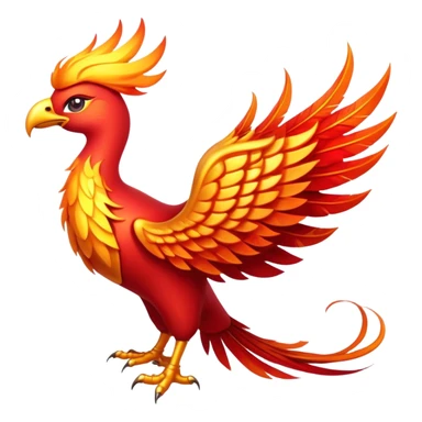 Cinematic Noble Mystical Fire Phoenix Portrait Emoji, Poised and resplendent, with a radiant, fiery plumage in brilliant hues of scarlet, gold, and ember, featuring elongated, elegant tail feathers that flow like molten lava, and piercing, wise eyes reflecting the eternal cycle of rebirth; rendered with lifelike texture and luminous natural highlights, high shine, majestic and awe-inspiring, styled with an aura of mythic resurgence, focused and regal, soft glowing outline, capturing the essence of a legendary phoenix rising from the flames with timeless grace! sticker