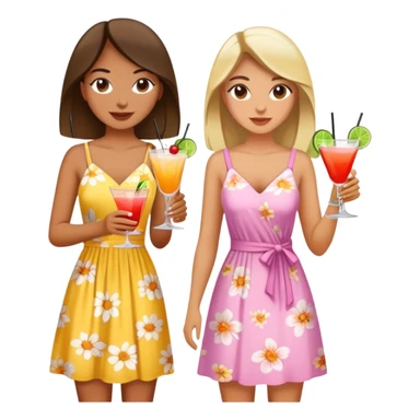 two girls with cocktails  sticker