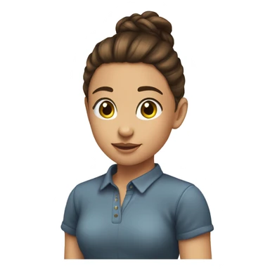 young girl with brunette hair tied up in a high pony tail and brunette hair,  sticker