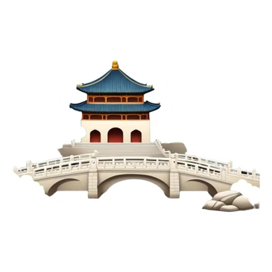 Summer Palace in Beijing with lake and bridge, Chinese garden architecture, emoji style sticker