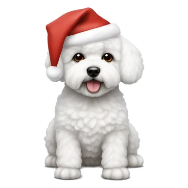 bichon dog-sitting-christmas hat sticker