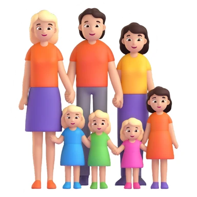 Family with mother, father and three little girls sticker