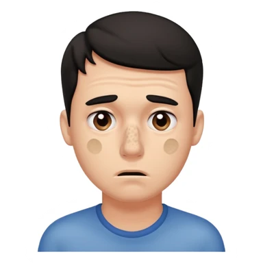 a worried guy with nose full of black heads sticker