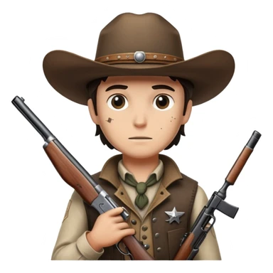 Hunter with cowboy hat and vintage rifle from Hunt Showdown sticker