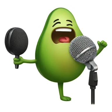 Avocado singing with microphone sticker
