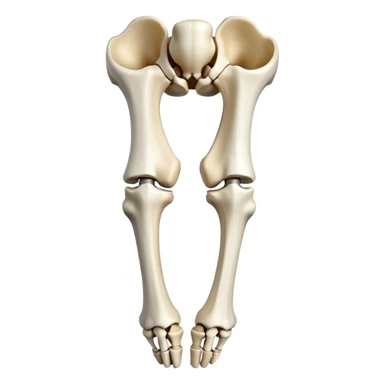 human knee bones, anatomical view showing femur, tibia, fibula, and patella sticker
