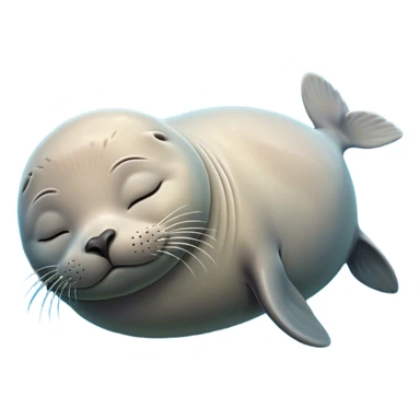 Meme-Worthy cute Sleeping Seal Portrait Emoji, Head resting peacefully with a contented smile, showcasing a luxuriously smooth, glossy form and eyes gently closed in serene slumber, Simplified yet hilariously adorable features, highly detailed, glowing with a soft, drowsy ocean light, high shine, relaxed and utterly lovable, stylized with an air of playful laziness, bright and heartwarming, soft glowing outline, capturing the essence of a sleeping seal that feels destined to become the next viral sensation of adorable rest! sticker