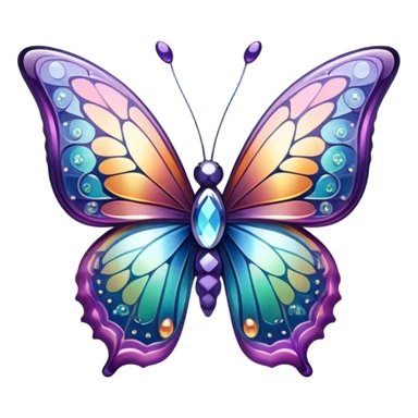 Iridescent glass crystal butterfly sticker