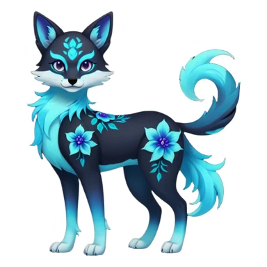 Multicolored gloomy glowing bioluminescent dark edgy gothic spooky cool badass pretty cool elegant realistic floral exotic Falvie-Fionbri-fursona, full body sticker