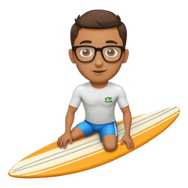 British man with glasses on surfboard. Indian/ white mixed race. sticker