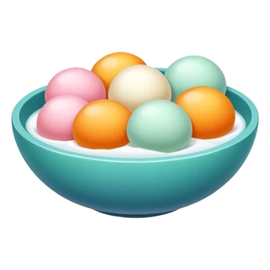 Winter Solstice Tangyuan with colorful appearance for Dongzhi Festival, simplified emoji style with bold outlines and bright colors, cartoon style traditional winter dessert sticker