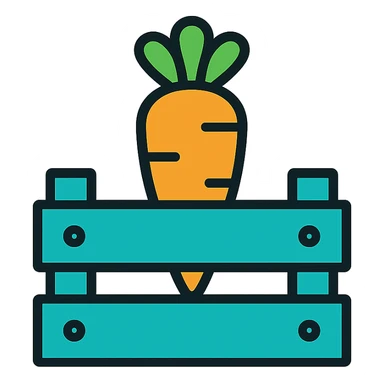 a box with a vegetable, clean icon style sticker