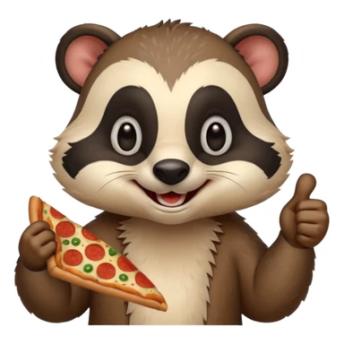 badger eating pizza smiling with thumbs up sticker