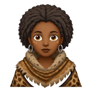 ancient hairy black woman, tattered animal skin shawl sticker