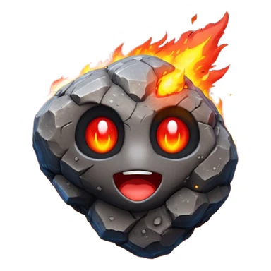 3D render of Meteor, miniature weather phenomenon, volumetric particle effects, rocky asteroid with a fiery red tail, elemental energy, emoji style, isolated on white background --v 6.0. sticker
