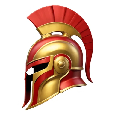 Side view of a gold and red Spartan helment sticker
