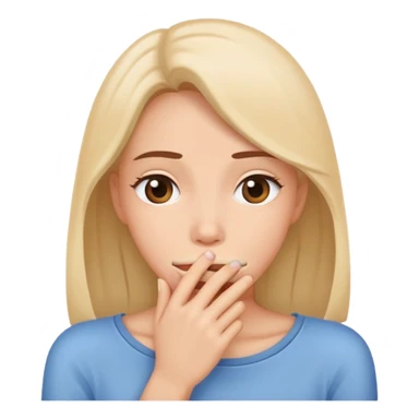 shy woman covering mouth sticker