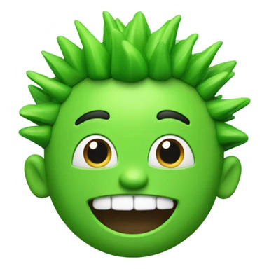 Green smiling 3d emoji with Mohawk and teeth sticker