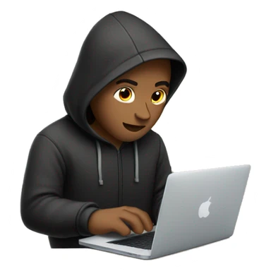 guy in black hoodie typing on macbook sticker