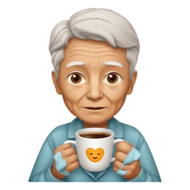 elderly with coffee sticker