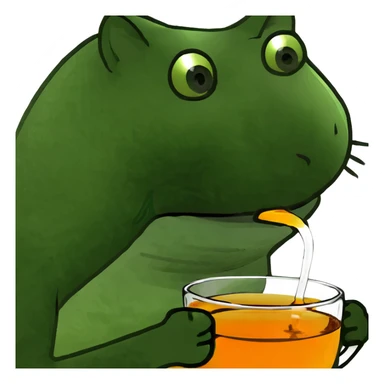 cat drinking tea sticker