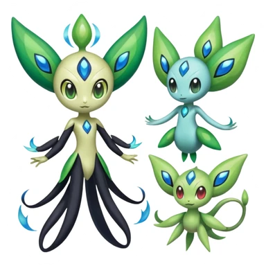 Meloetta-Celebi-Cresselia-Zygarde-Electrike-Fakémon-fusion, full body sticker
