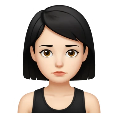 a white woman with short tomboy black hair with mole on top of her lip wearing men's black tank top sticker