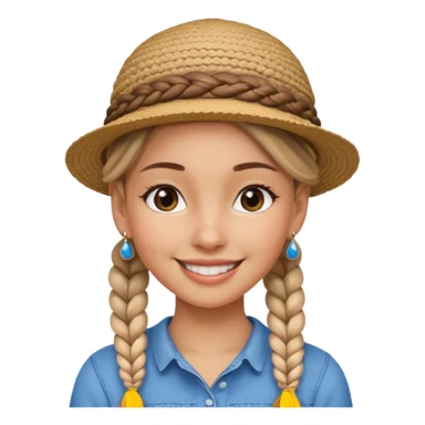 hat wearing earrings braided girl sticker